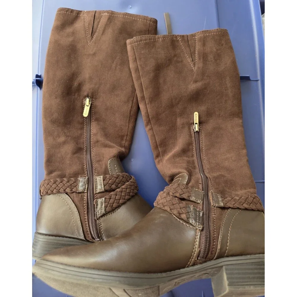 Circus by Sam Edelman Sz 9 Women's Perry Knee High Boot, Brown Microsuede Riding